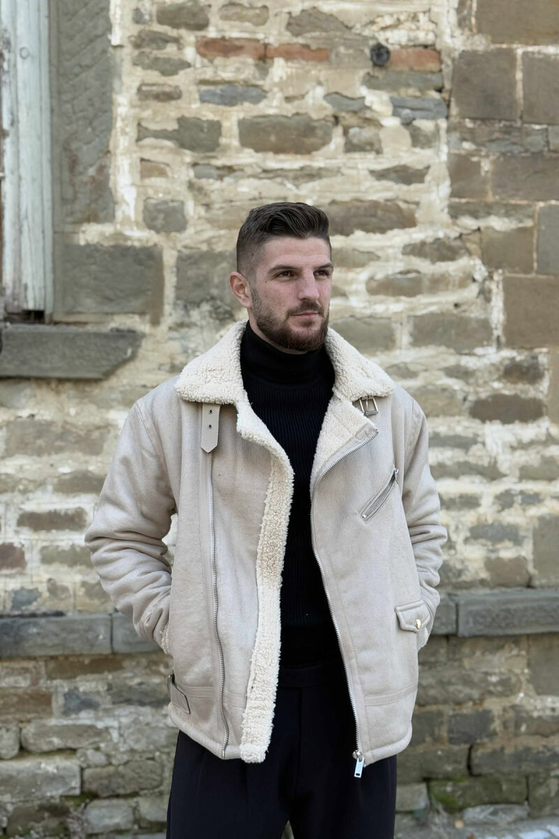 XHAKETË ME PUSH PËR MESHKUJ NË NGJYRËN KREM - 6