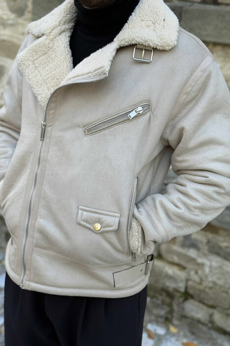 XHAKETË ME PUSH PËR MESHKUJ NË NGJYRËN KREM - 7