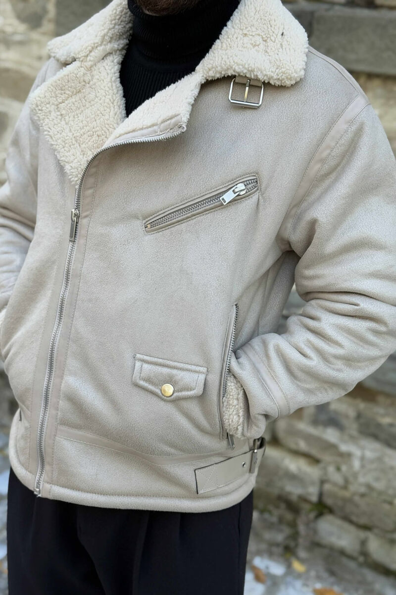 XHAKETË ME PUSH PËR MESHKUJ NË NGJYRËN KREM - 7