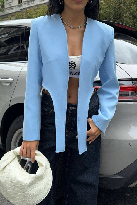 XHAKETË NJË NGJYRËSHE E SHKURTËR PËR FEMRA NË NGJYRËN BLU E HAPUR - 3