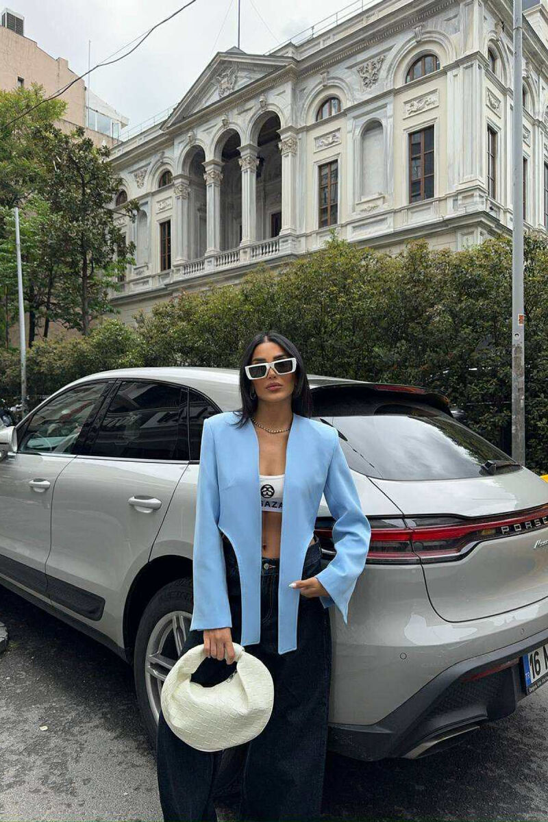 XHAKETË NJË NGJYRËSHE E SHKURTËR PËR FEMRA NË NGJYRËN BLU E HAPUR - 6