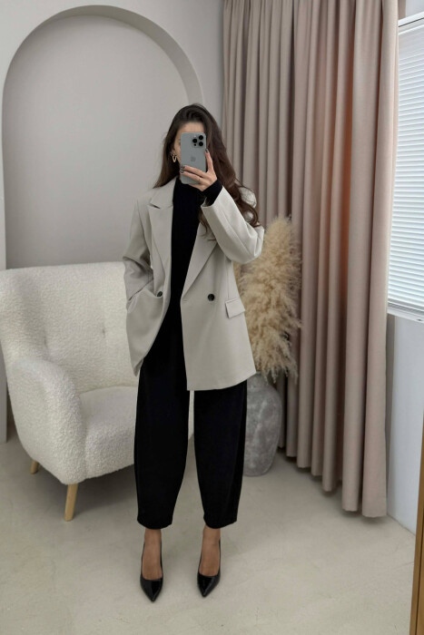 XHAKETË NJË NGJYRËSHE KLASIKE PËR FEMRA NË NGJYRË BEZHË - 2