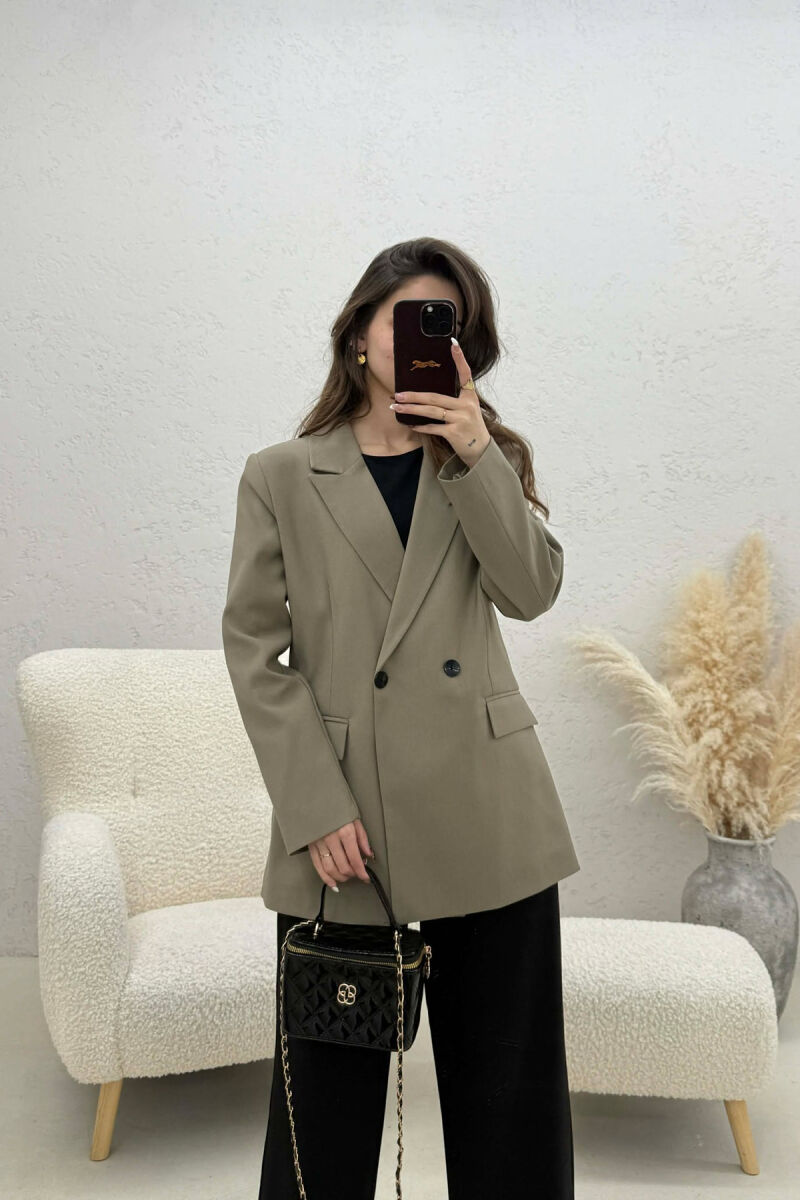 XHAKETË NJË NGJYRËSHE KLASIKE PËR FEMRA NË NGJYRË ULLIRI - 1
