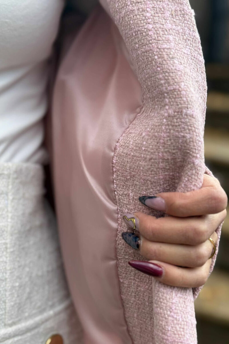 XHAKETE NJE NGJYRESHE ME BUTONA GOLD PER FEMRA NE NGJYRE PUDER - 7