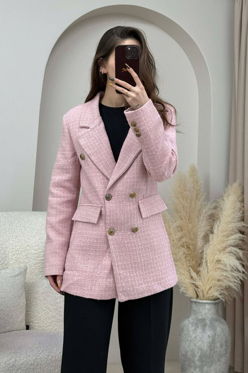 XHAKETE NJE NGJYRESHE ME BUTONA GOLD PER FEMRA NE NGJYRE PUDER - 2