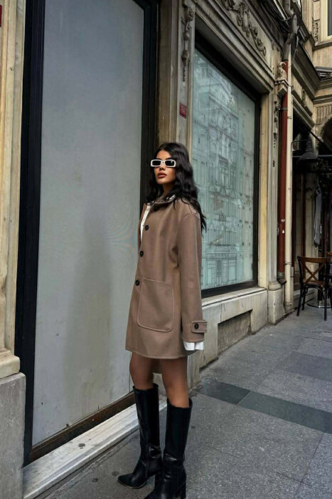 XHAKETE NJE NGJYRESHE ME BUTONA PER FEMRA NE NGJYRE BEZHE TE ERRET - 3