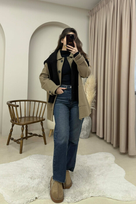 XHAKETE NJE NGJYRESHE ME BUTONA PER FEMRA NE NGJYRE BEZHE TE ERRET - 2