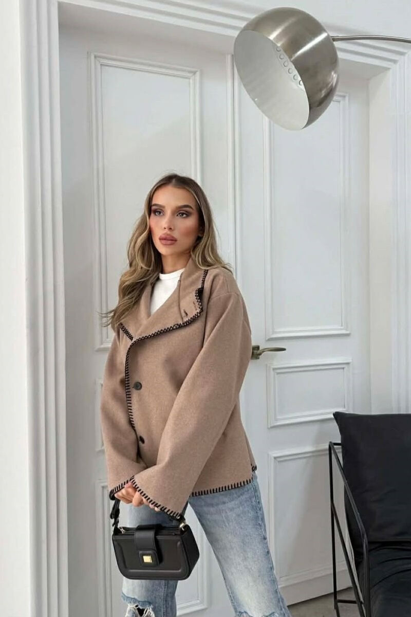 XHAKETE NJE NGJYRESHE ME BUTONA PER FEMRA NE NGJYRE BEZHE - 6