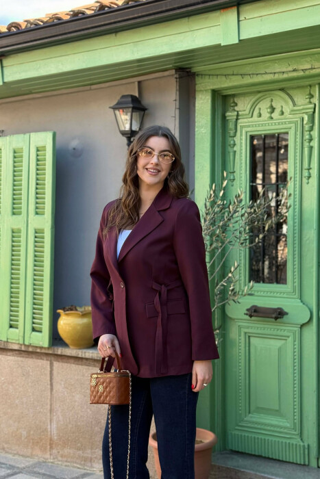 XHAKETE NJE NGJYRESHE ME BUTONA PER FEMRA NE NGJYRE VISHNJE - 4