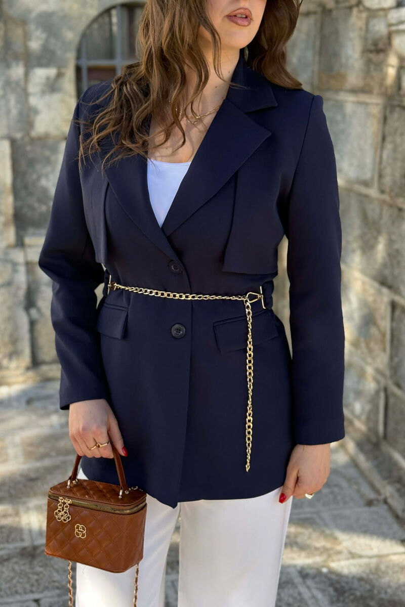 XHAKETE NJE NGJYRESHE ME DETAJ ZINXHIRI PER FEMRA NE NGJYRE BLU - 2