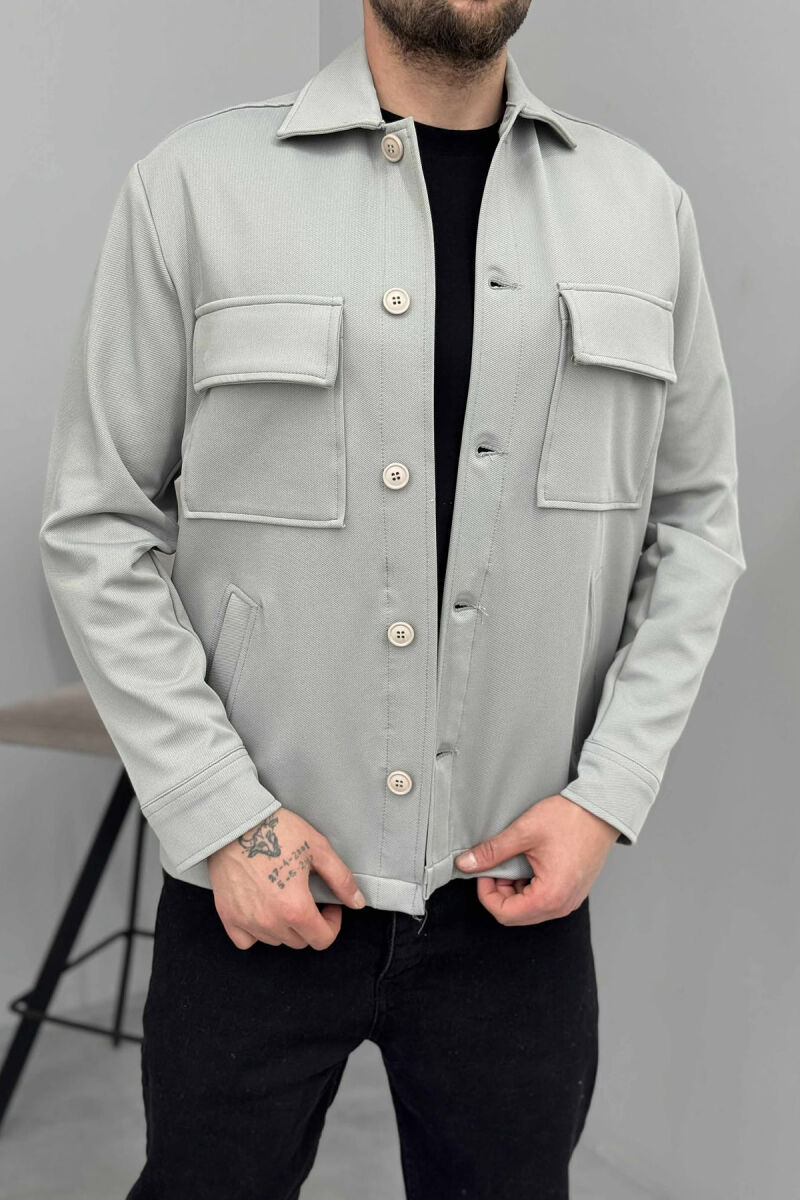 XHAKETË NJË NGJYRËSHE ME DETAJIN E XHEPIT PËR MESHKUJ NË NGJYRË GRI - 3