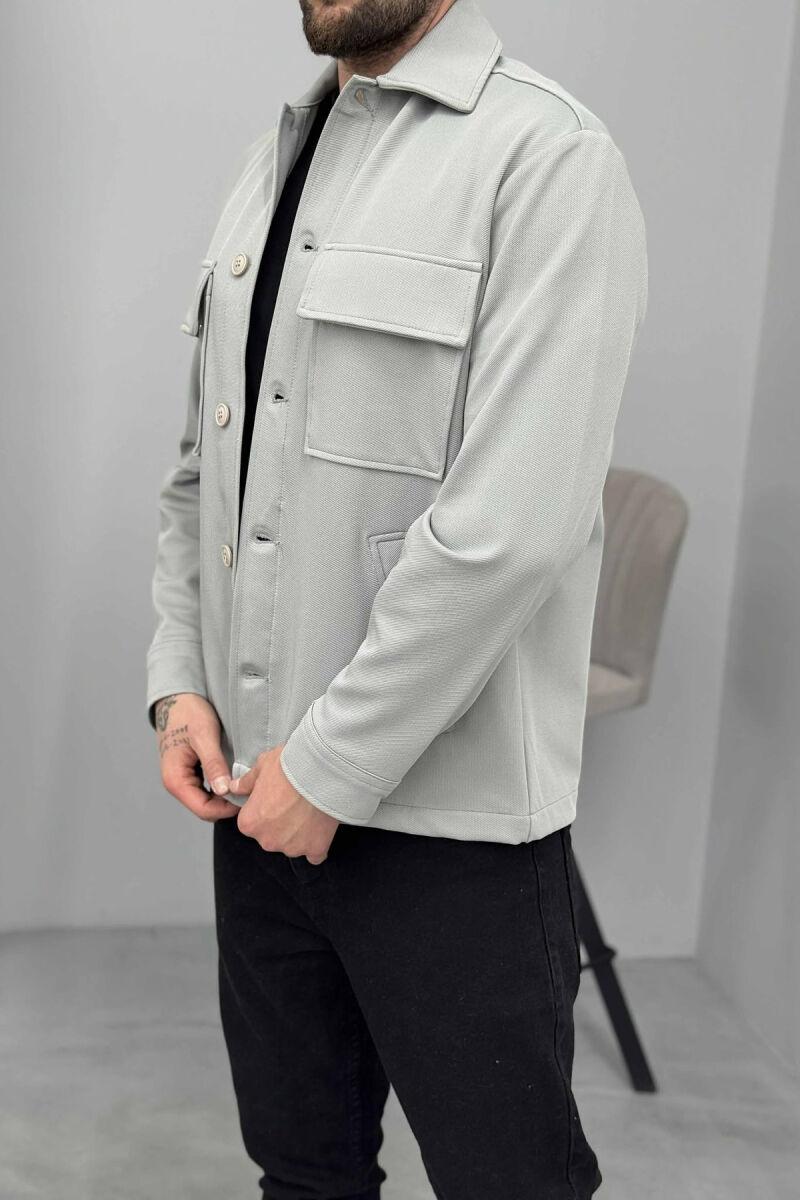 XHAKETË NJË NGJYRËSHE ME DETAJIN E XHEPIT PËR MESHKUJ NË NGJYRË GRI - 5