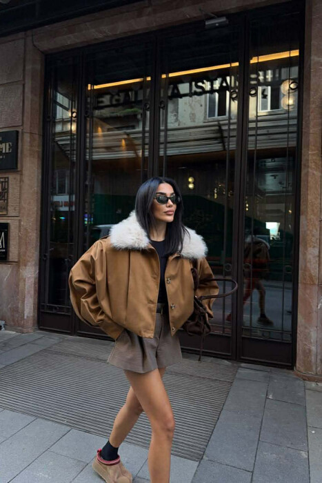 XHAKETË NJË NGJYRËSHE ME GËZOF TË SHKËPUTSHËM PËR FEMRA NË NGJYRË KAFE - 3