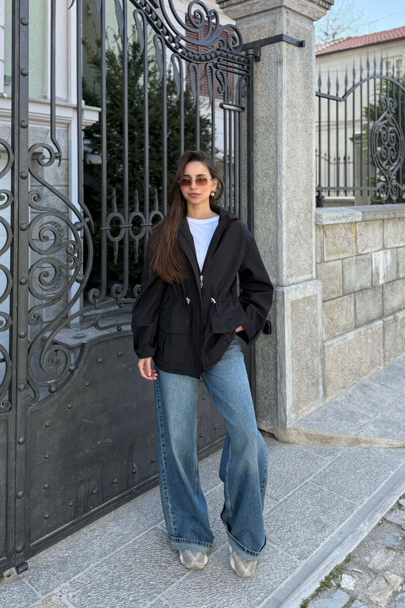 XHAKETE NJE NGJYRESHE ME KAPUÇ DHE ZINXHIR PER FEMRA NE NGJYRE TE ZEZE - 2