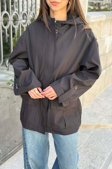 XHAKETE NJE NGJYRESHE ME KAPUÇ DHE ZINXHIR PER FEMRA NE NGJYRE TE ZEZE - 3