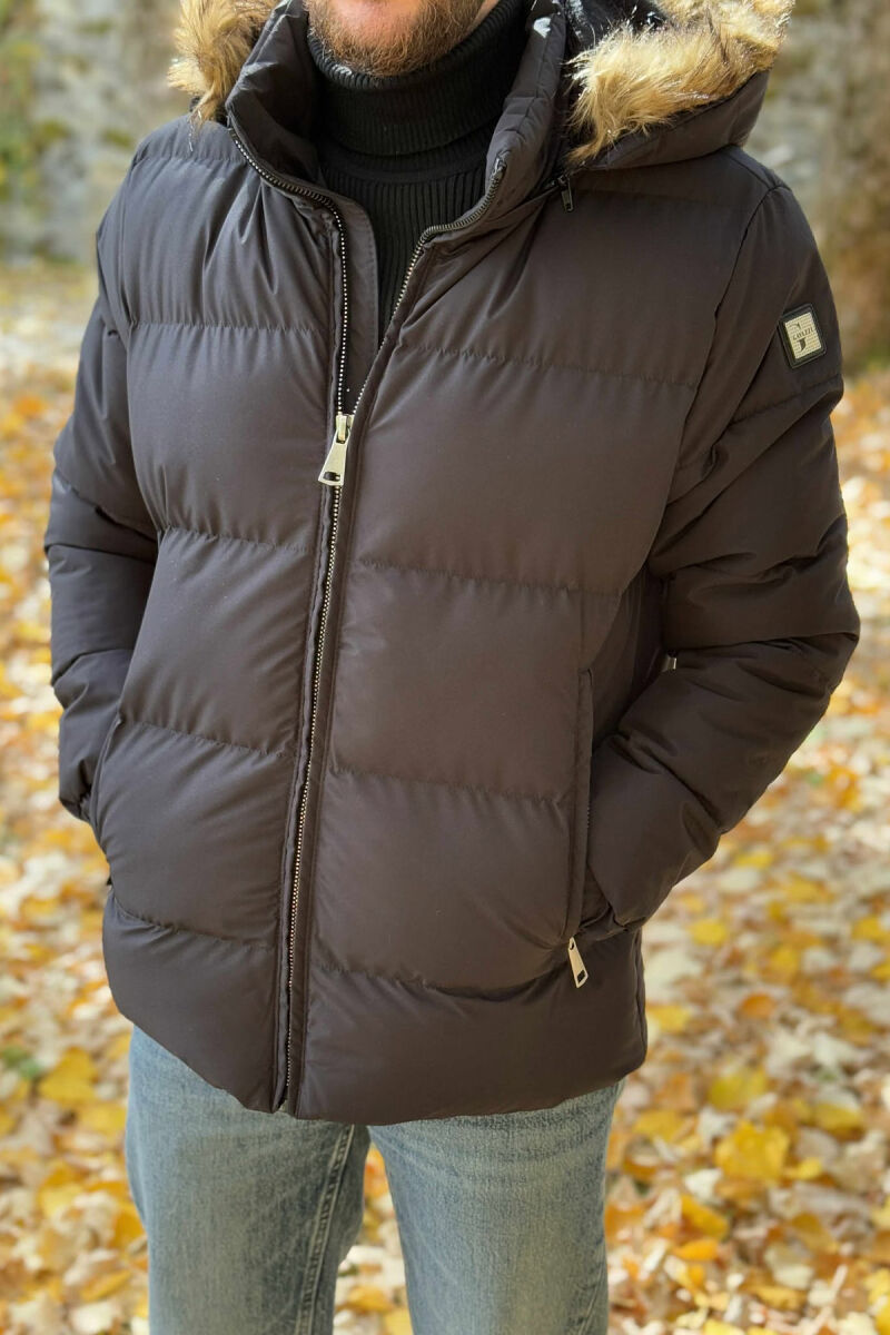 HOODED ONE COLOR MEN PUFFER JACKET BLACK/ E ZEZE - 3