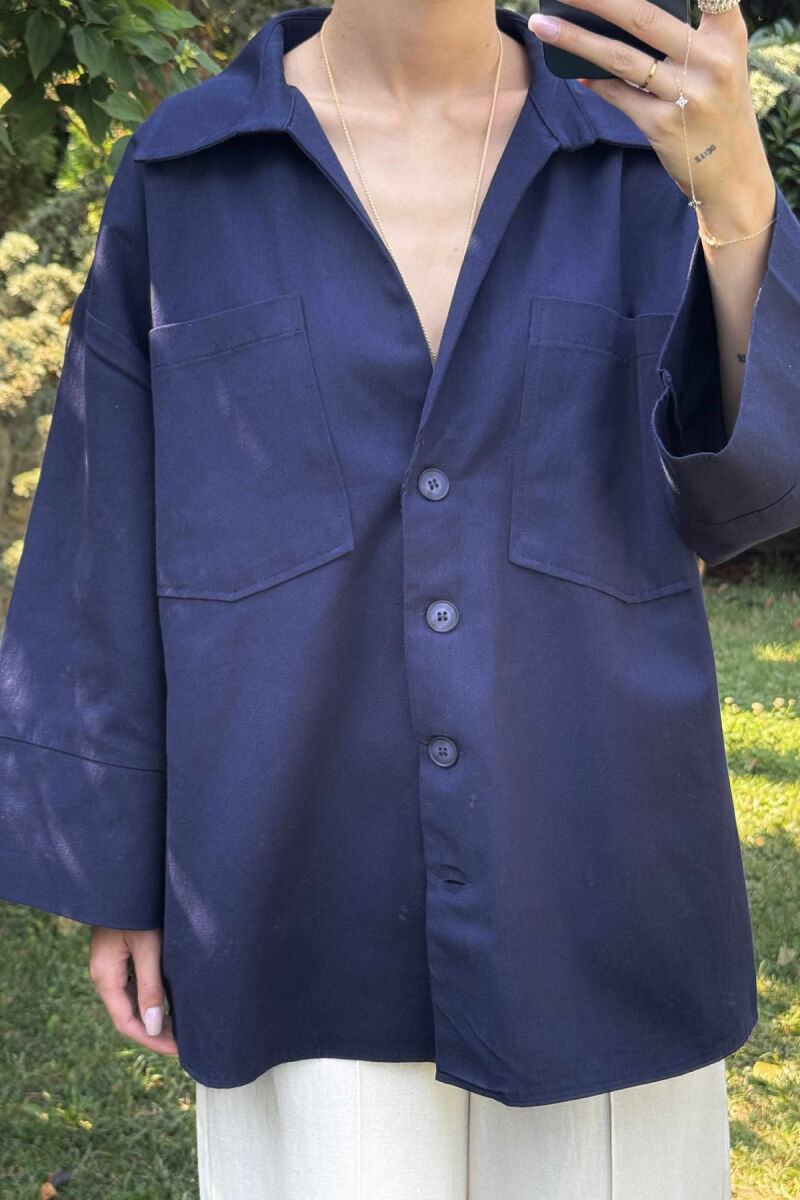 XHAKETË OVERSIZE ME KOPSA PËR FEMRA NE NGJYRE BLU - 5