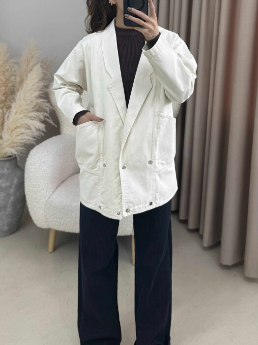 XHAKETË XHINS ME KOPSA PËR FEMRA NË NGJYRËN KREM - 5