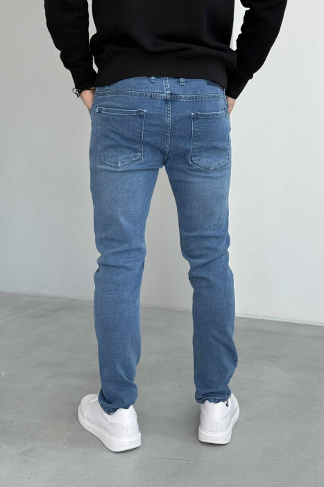 XHINSE NJË NGJYRËSHE ELASTIKE ME BUTON TË FSHEHUR PËR MESHKUJ NË NGJYRË BLU - 3