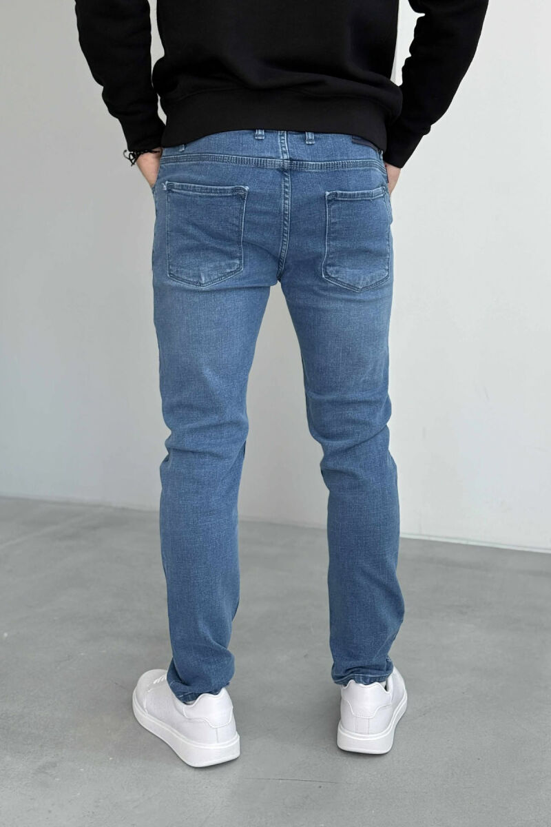 XHINSE NJË NGJYRËSHE ELASTIKE ME BUTON TË FSHEHUR PËR MESHKUJ NË NGJYRË BLU - 3