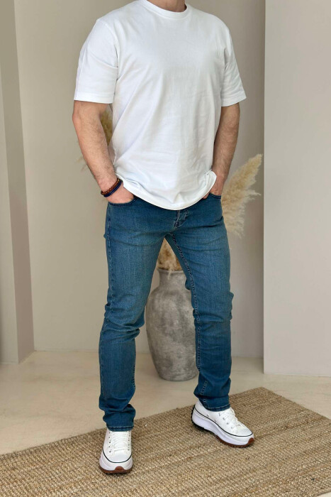 XHINSE NJË NGJYRËSHE TË THJESHTA PËR MESHKUJ NË NGJYRËN BLU - 1