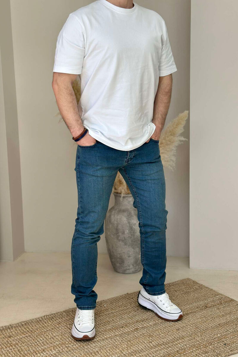 XHINSE NJË NGJYRËSHE TË THJESHTA PËR MESHKUJ NË NGJYRËN BLU - 1