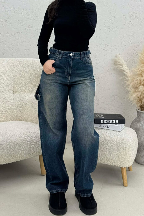 XHINSE PËR FEMRA ME DETAJIN E RRIPAVE NË NGJYRËN BLU CELIKU - 1