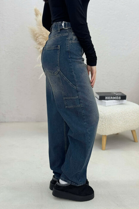 XHINSE PËR FEMRA ME DETAJIN E RRIPAVE NË NGJYRËN BLU CELIKU - 3