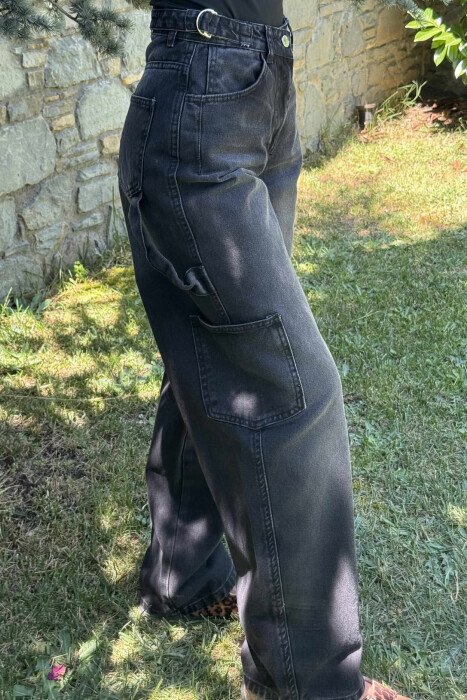 XHINSE TË GJERA ME DETAJIN E RRIPIT PËR FEMRA NË NGJYRËN E ZEZË - 3