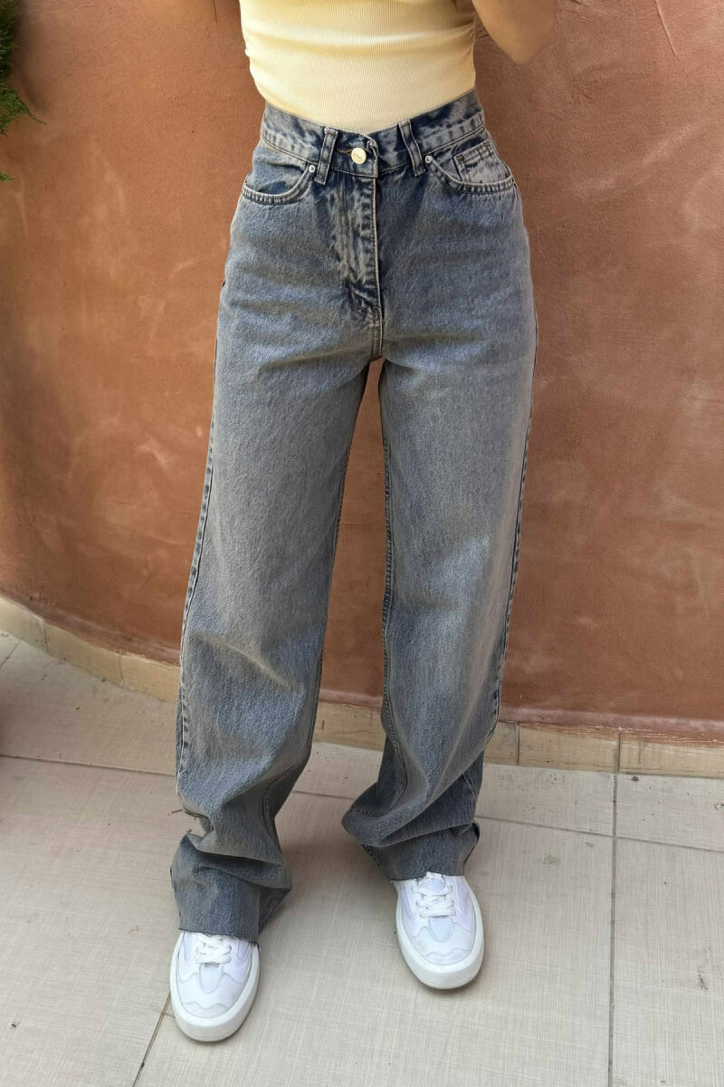 XHINSE TË GJERA NJË NGJYRËSHE PËR FEMRA NË NGJYRËN BLU TË ZBARDHUR - 6