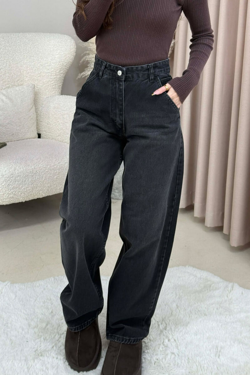 WIDE LEG WOMEN JEANS DARK GREY/GEE - 2
