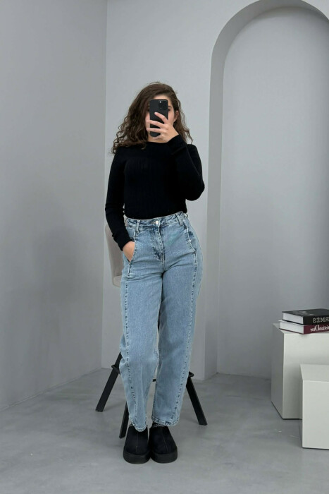 XHINSE TË GJERA PËR FEMRA NË NGJYRËN BLU E ZBARDHUR - KLAUDIO FASHION