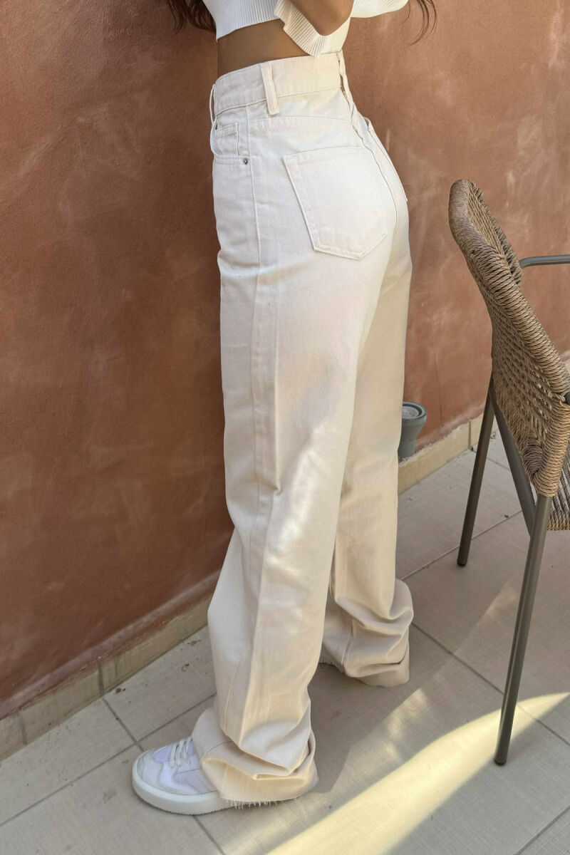 XHINSE TË GJERA TË THJESHTA PËR FEMRA NË NGJYRËN KREM - 4