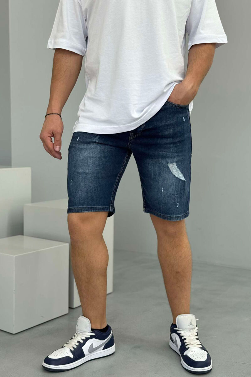 XHINSE TË SHKURTRA ME GËRVISHTJE PËR MESHKUJ NË NGJYRËN BLU - 3