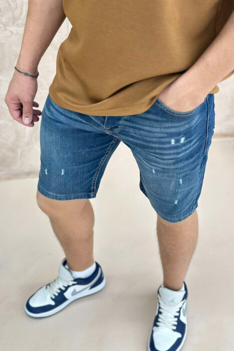 XHINSE TË SHKURTRA ME GËRVISHTJE PËR MESHKUJ NË NGJYRËN BLU E ERRËT - 2