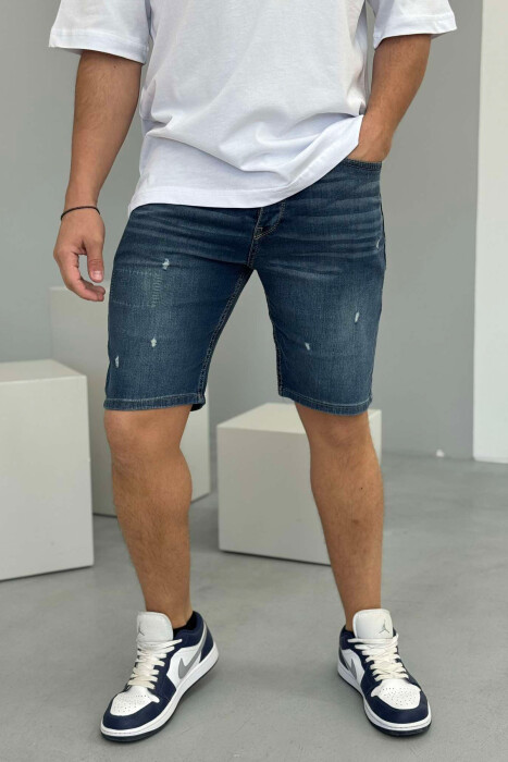 XHINSE TË SHKURTRA ME GËRVISHTJE PËR MESHKUJ NË NGJYRËN BLU - 3
