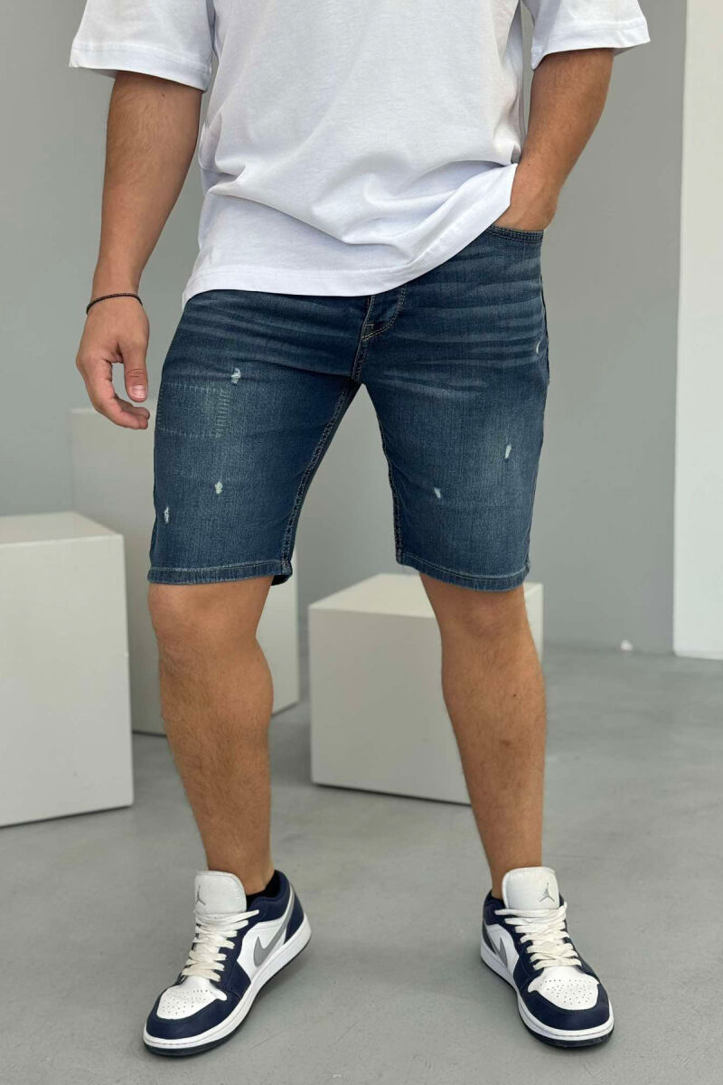 XHINSE TË SHKURTRA ME GËRVISHTJE PËR MESHKUJ NË NGJYRËN BLU - 3