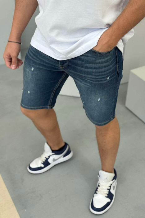 XHINSE TË SHKURTRA ME GËRVISHTJE PËR MESHKUJ NË NGJYRËN BLU - 2