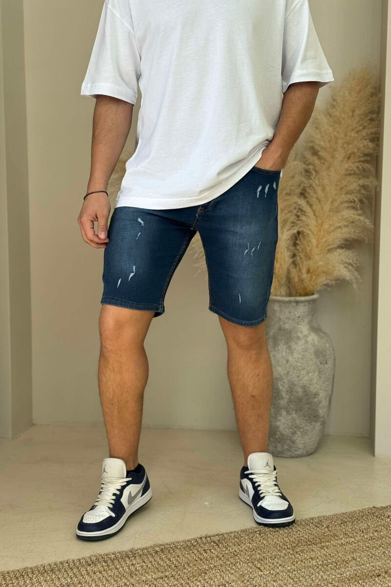 XHINSE TË SHKURTRA ME GËRVISHTJE PËR MESHKUJ NË NGJYRËN BLU - 1