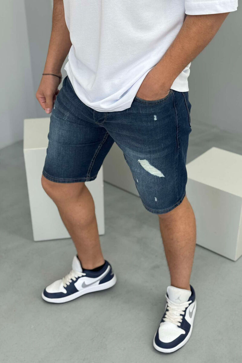 XHINSE TË SHKURTRA ME GËRVISHTJE PËR MESHKUJ NË NGJYRËN BLU - 2