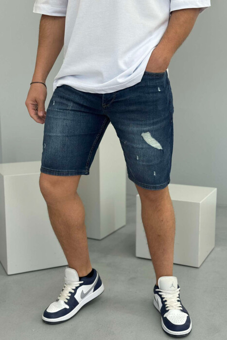 XHINSE TË SHKURTRA ME GËRVISHTJE PËR MESHKUJ NË NGJYRËN BLU - 3