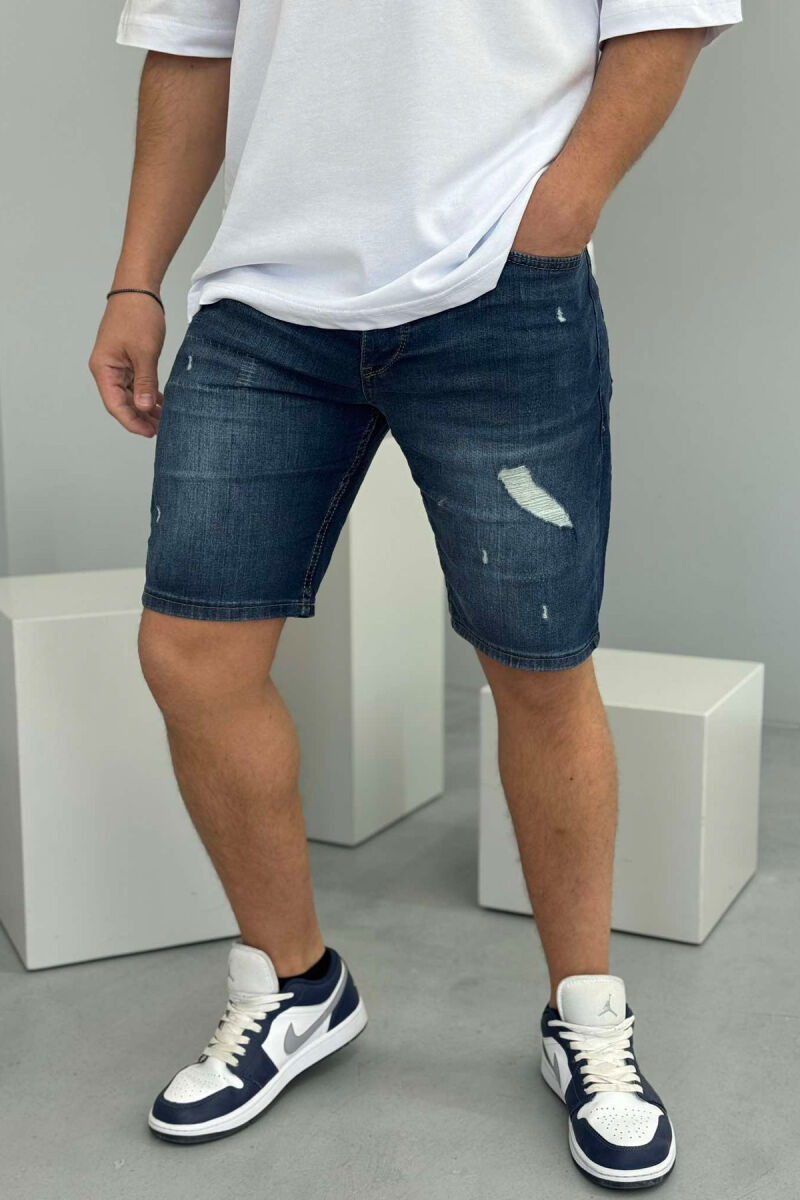 XHINSE TË SHKURTRA ME GËRVISHTJE PËR MESHKUJ NË NGJYRËN BLU - 3