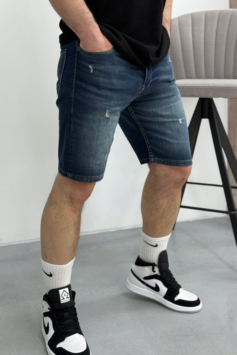 XHINSE TË SHKURTRA ME GËRVISHTJE PËR MESHKUJ NË NGJYRËN BLU - 1