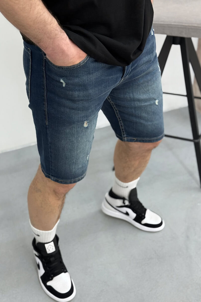XHINSE TË SHKURTRA ME GËRVISHTJE PËR MESHKUJ NË NGJYRËN BLU - 2