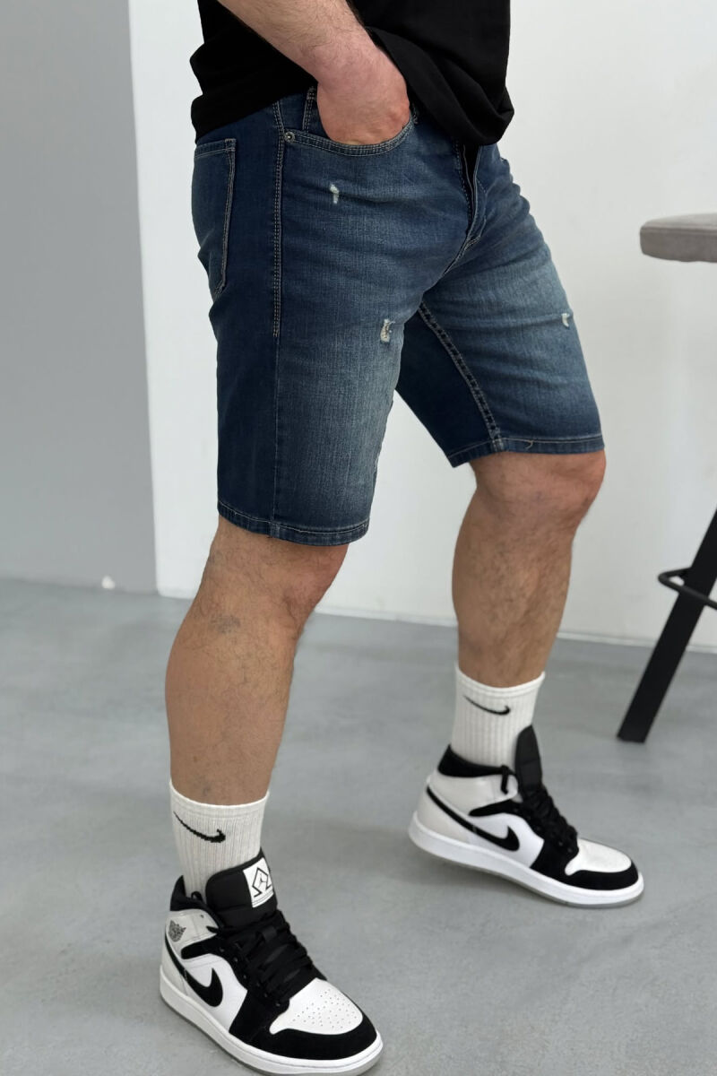 XHINSE TË SHKURTRA ME GËRVISHTJE PËR MESHKUJ NË NGJYRËN BLU - 4
