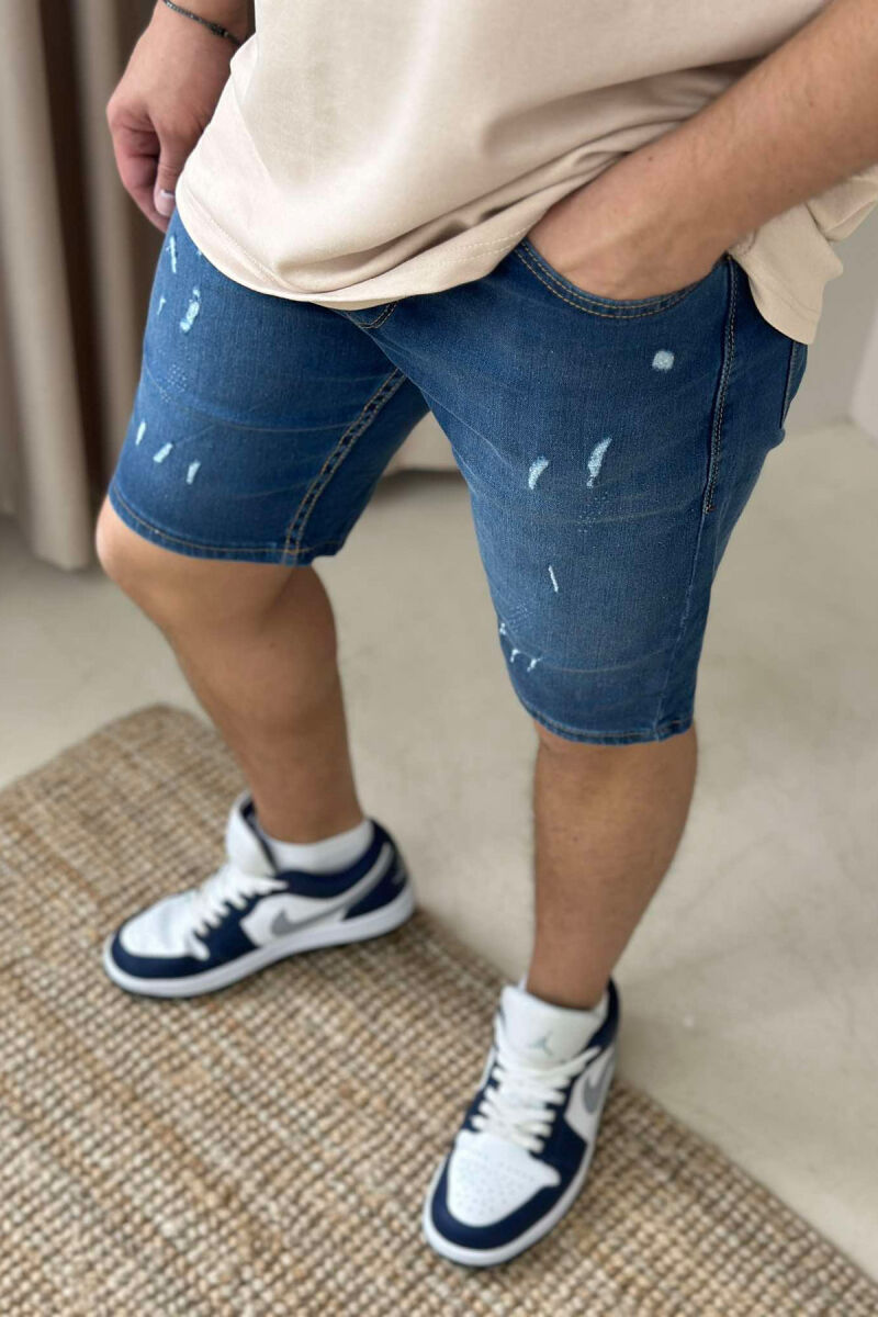 XHINSE TË SHKURTRA ME GËRVISHTJE PËR MESHKUJ NË NGJYRËN BLU - 2