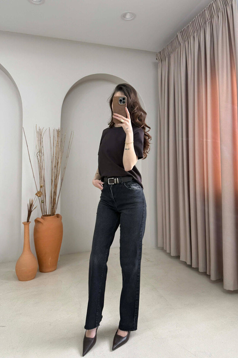 XHINSE TË THJESHTA ME DETAJIN E RRIPIT PËR FEMRA NË NGJYRE TE ZEZE - 2