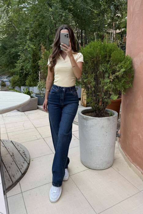 XHINSE TË THJESHTA NJË NGJYRËSHE PËR FEMRA NË NGJYRËN BLU - 2