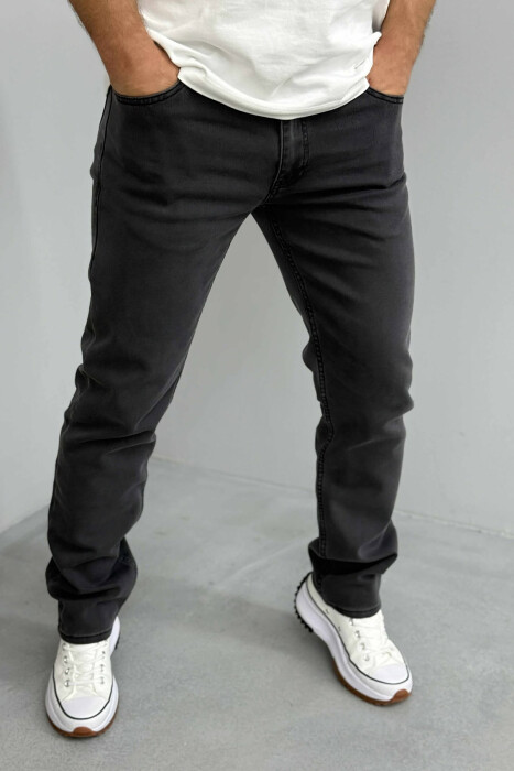 XHINSE TË THJESHTA TË RREGULLTA PËR MESHKUJ NË NGJYRË GRI TË ERRËT - 3