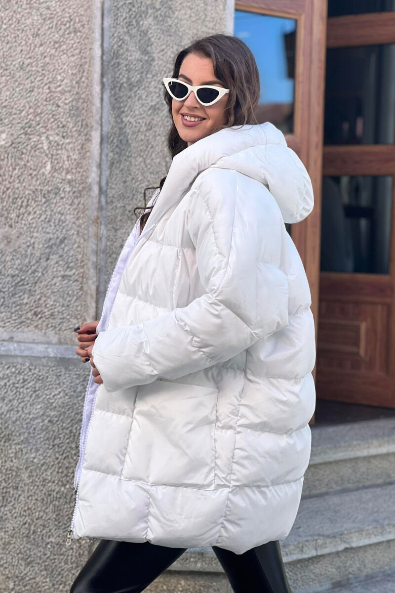 MEDIUM LENGTH WOMAN PUFFER JACKET WHITE-E BARDHE - 2